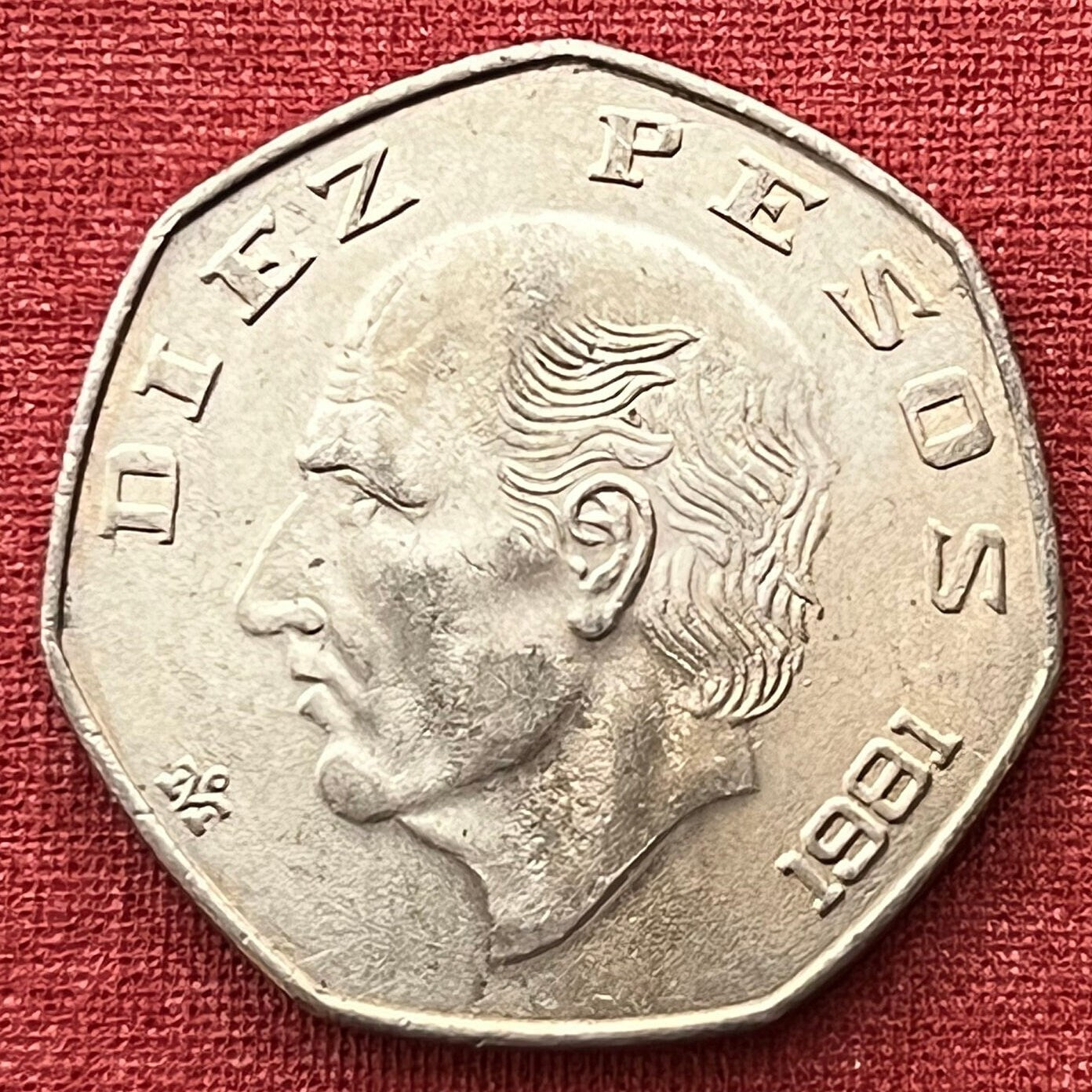 Don Miguel Hidalgo & Eagle with Snake 20 Centavos Mexico Authentic Coin Money for Jewelry (Cry of Dolores) (7-Sided) (Father of the Nation)