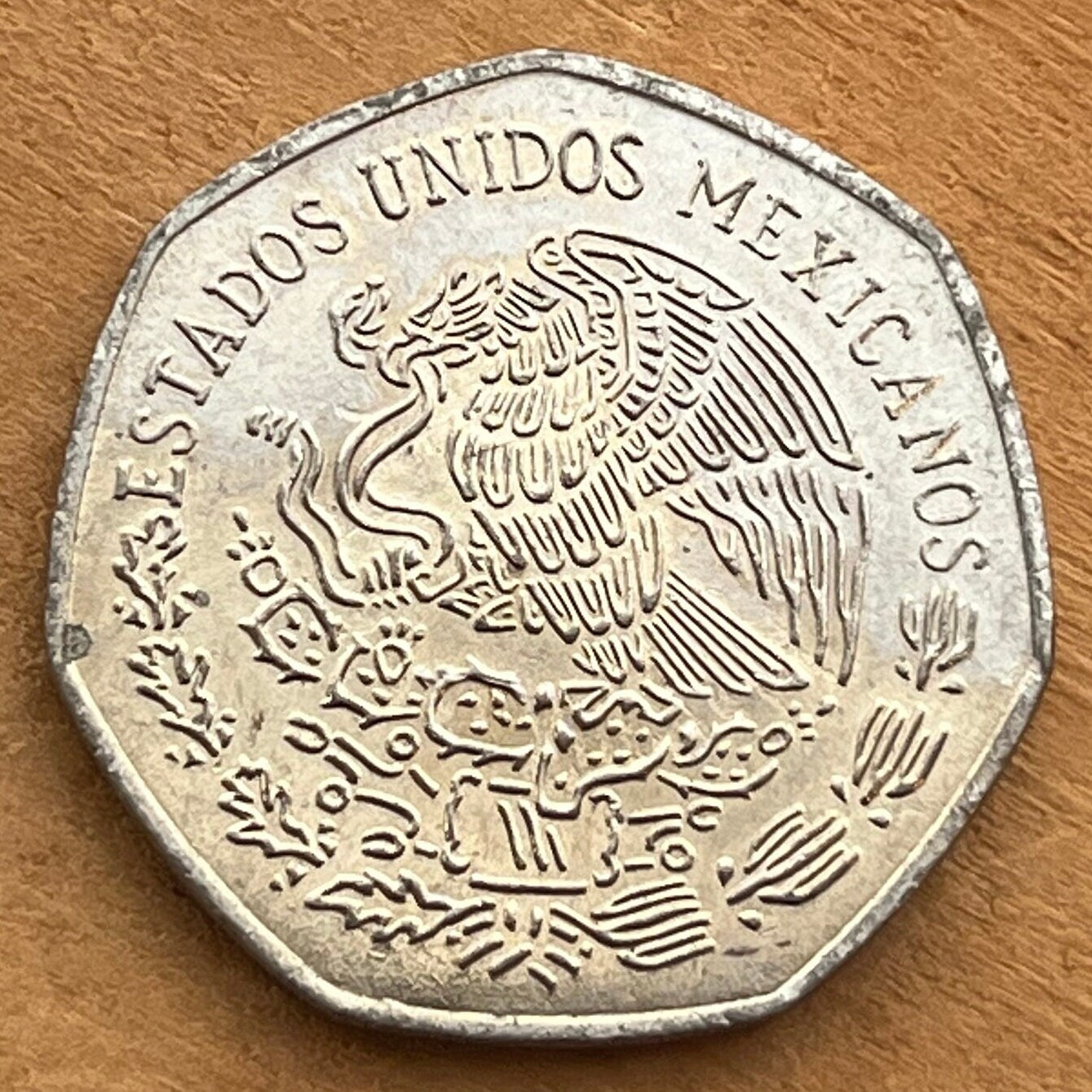 Don Miguel Hidalgo & Eagle with Snake 20 Centavos Mexico Authentic Coin Money for Jewelry (Cry of Dolores) (7-Sided) (Father of the Nation)