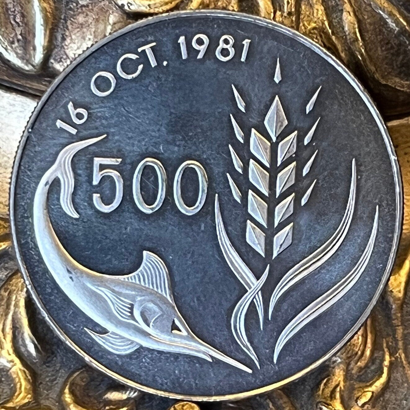 Swordfish & Dove with Olive Twig 500 Mils Cyprus Authentic Coin Money for Jewelry and Craft Making