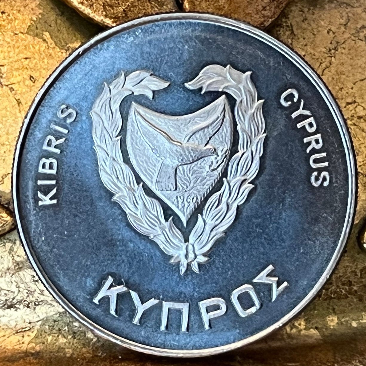 Swordfish & Dove with Olive Twig 500 Mils Cyprus Authentic Coin Money for Jewelry and Craft Making