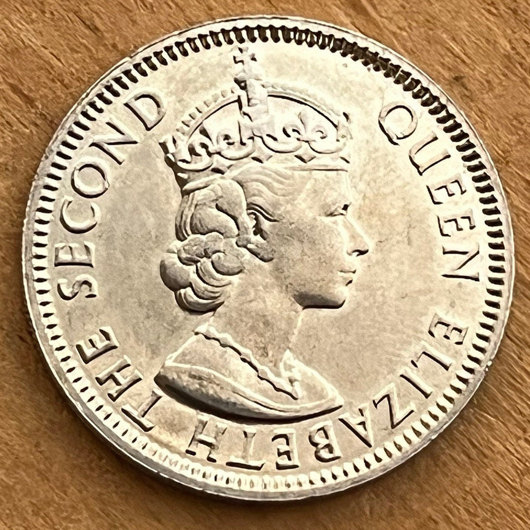 Swamp Deer Half Rupee Mauritius Authentic Coin Money for Jewelry and Craft Making (Barasingha Stag) (Tudor Crown) 1965