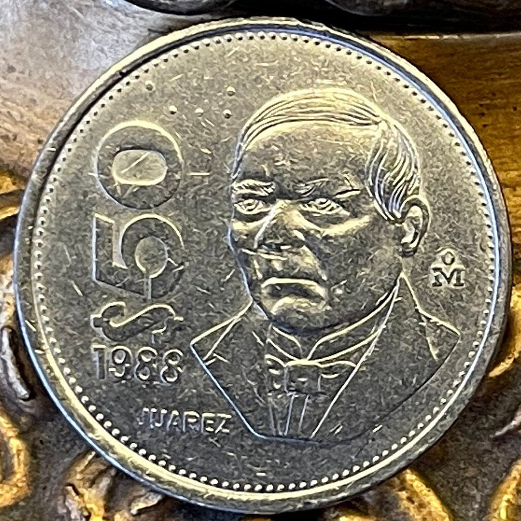 President Benito Juárez & Eagle with Snake 50 Pesos Mexico Authentic Coin Money for Jewelry and Craft Making