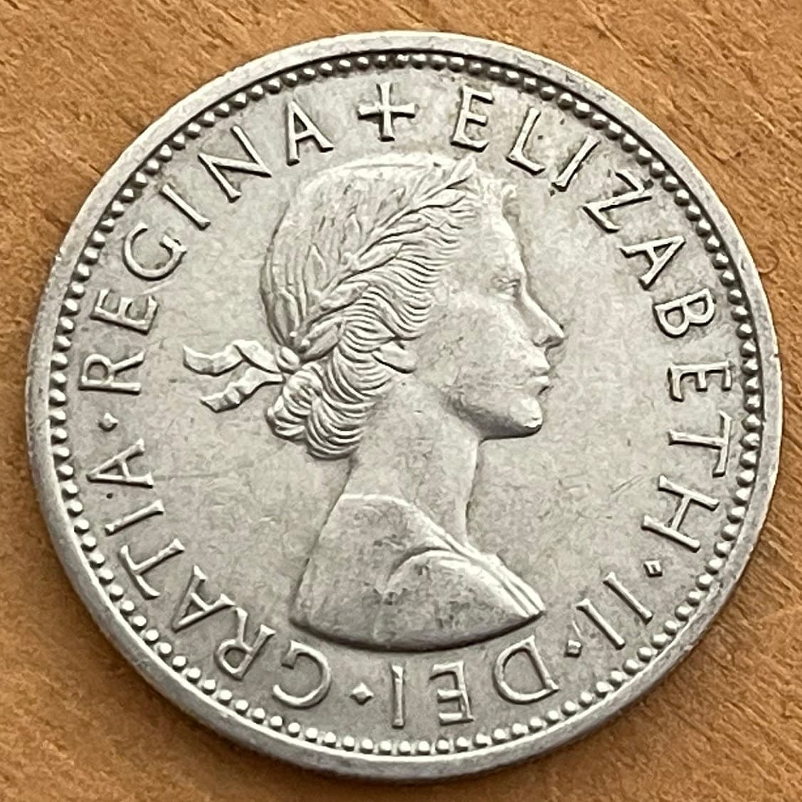 Tudor Rose, Thistle, Shamrock and Leek 1 Florin (2 Shillings) Great Britain Authentic Coin Money for Jewelry and Crafts (Queen Elizabeth)