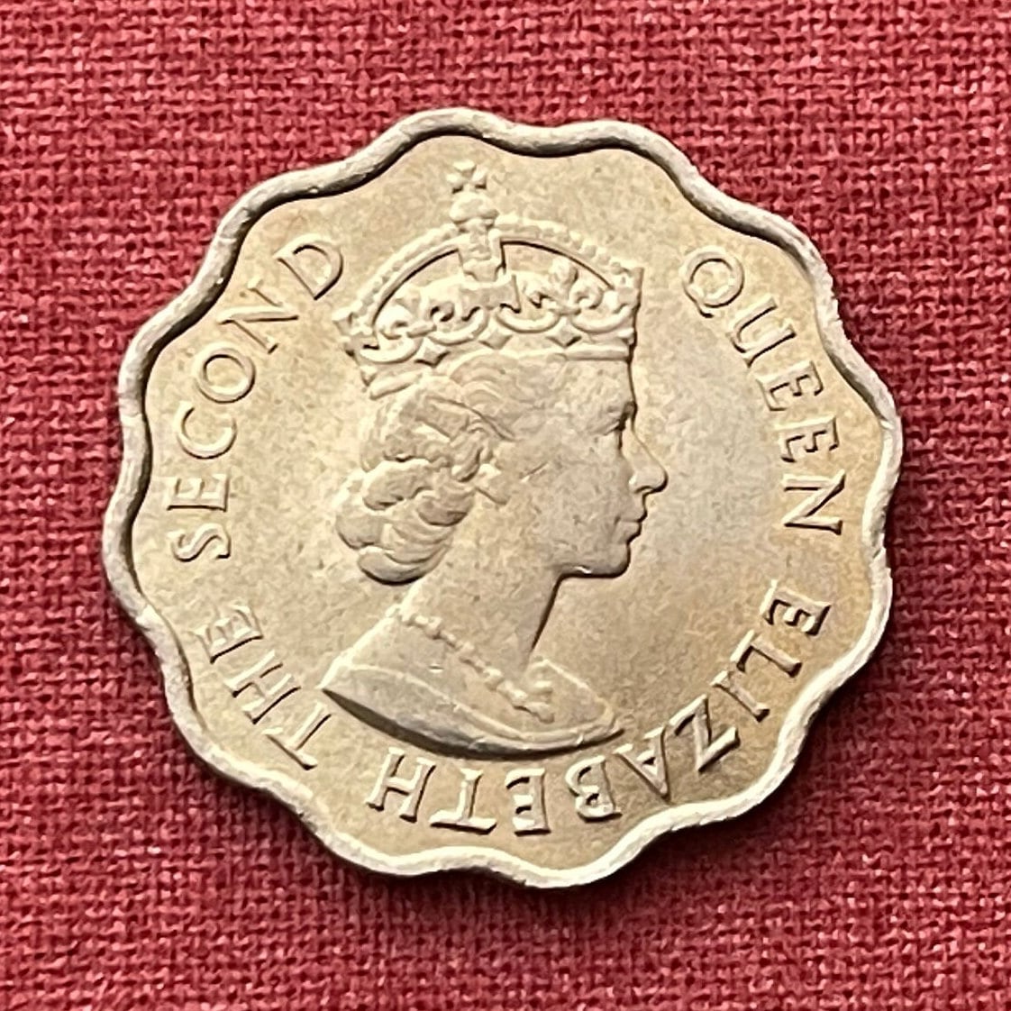 Queen Elizabeth II Scalloped 10 Cents Mauritius Authentic Coin Money for Jewelry and Craft Making (Tudor Crown) 1969