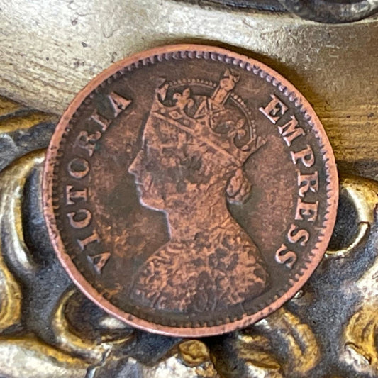 Queen Victoria Empress of India Half Pice British India Authentic Coin Money for Jewelry and Craft Making (British Raj) (Bun Head)