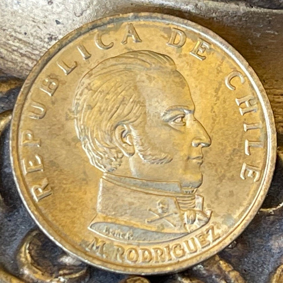 Hussar of Death Manuel Javier Rodríguez & Condor and Deer 50 Centésimos Chile Authentic Coin Money for Jewelry (By Right or Might) (1971)