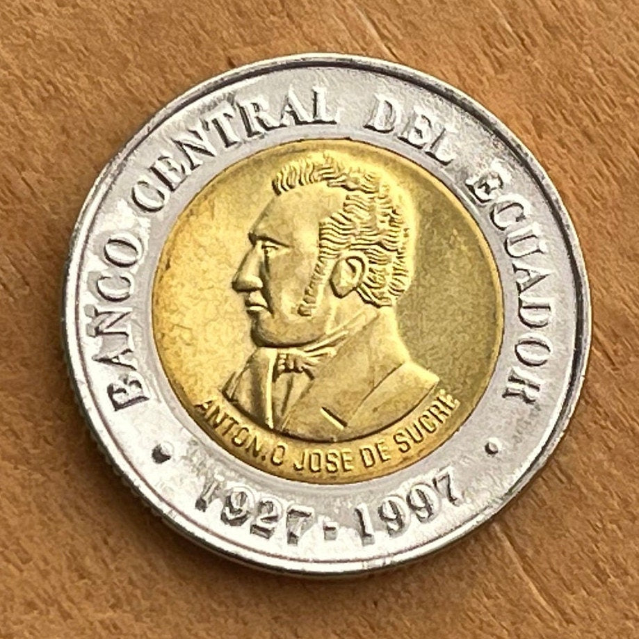 Grand Marshal Antonio José de Sucre 100 Sucres Ecuador Authentic Coin Money for Jewelry (1997) (Bimetallic) (President of Peru and Bolivia)