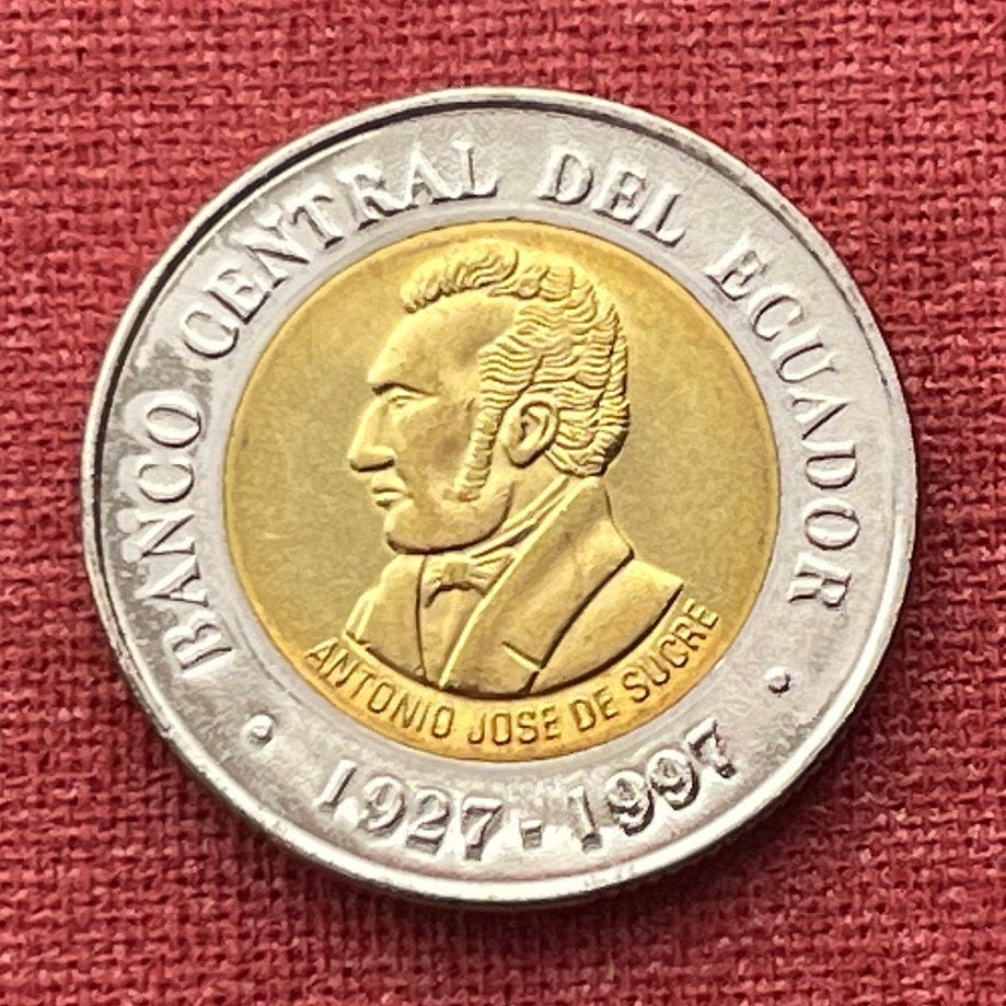 Grand Marshal Antonio José de Sucre 100 Sucres Ecuador Authentic Coin Money for Jewelry (1997) (Bimetallic) (President of Peru and Bolivia)
