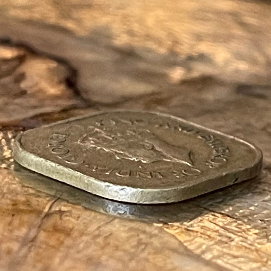 King George VI Emperor of India 5 Cents Ceylon Authentic Coin Money for Jewelry and Craft Making (Sri Lanka) (Square Coin)