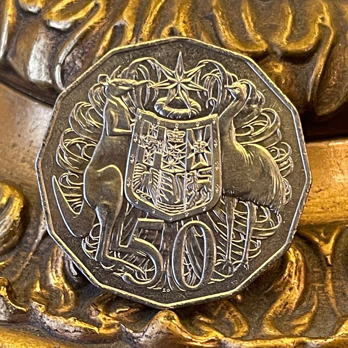 Kangaroo & Emu 50 Cents Australia Authentic Coin Money for Jewelry and Craft Making (Dodecagonal) (12-Sided)