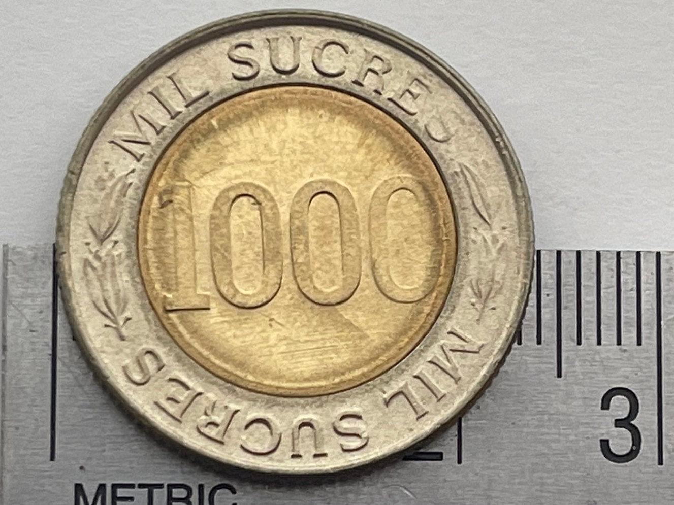 Scientist Reformer Eugenio Espejo 1000 Sucres Ecuador Authentic Coin Money for Jewelry and Craft Making (Bimetallic) (1997)