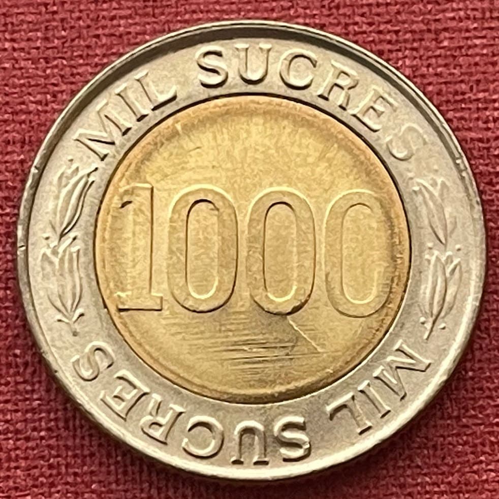 Scientist Reformer Eugenio Espejo 1000 Sucres Ecuador Authentic Coin Money for Jewelry and Craft Making (Bimetallic) (1997)