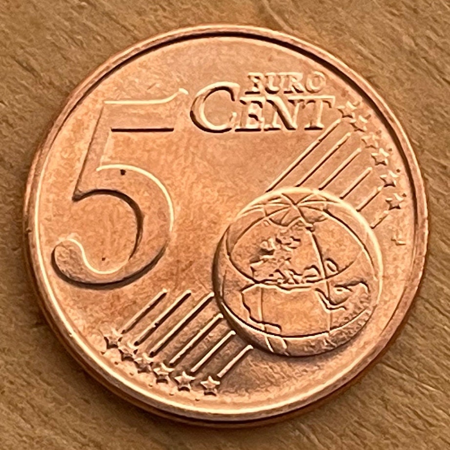 Oil Tanker 5 Euro Cents Greece Authentic Coin Money for Jewelry and Craft Making