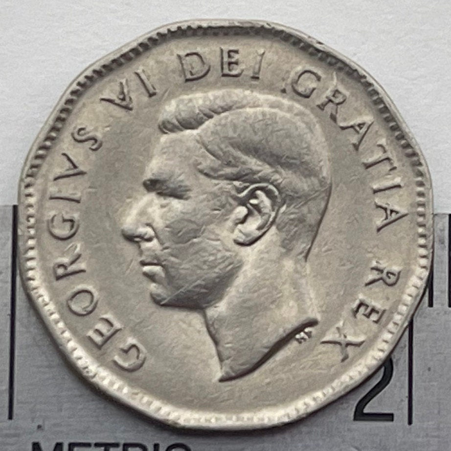 Beaver & King George VI Canada 5 Cents Authentic Coin Money for Jewelry and Craft Making (Condition: Very Fine)