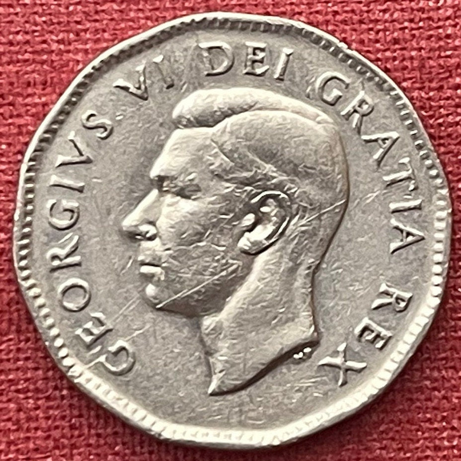 Beaver & King George VI Canada 5 Cents Authentic Coin Money for Jewelry and Craft Making (Condition: Very Fine)