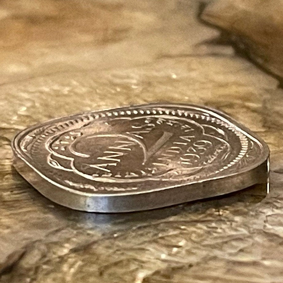 Two Annas & George VI King Emperor British India Authentic Coin Money for Jewelry (British Raj) (Emperor of India) (Quadrilingual) (Square)