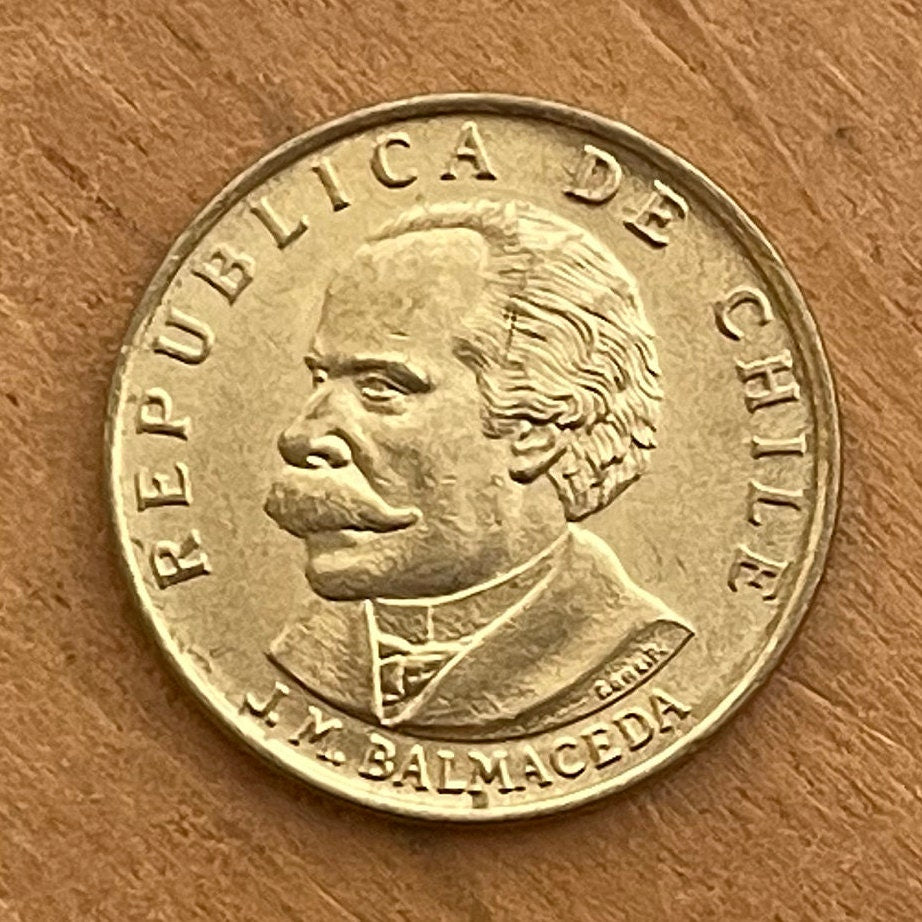 President José Manuel Balmaceda & Condor and Deer 20 Centésimos Chile Authentic Coin Money for Jewelry (By Right or Might) (Suicide)