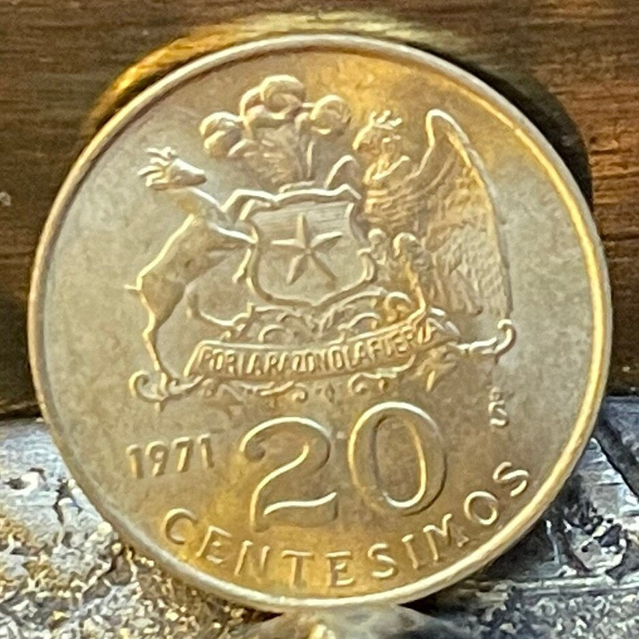 President José Manuel Balmaceda & Condor and Deer 20 Centésimos Chile Authentic Coin Money for Jewelry (By Right or Might) (Suicide)
