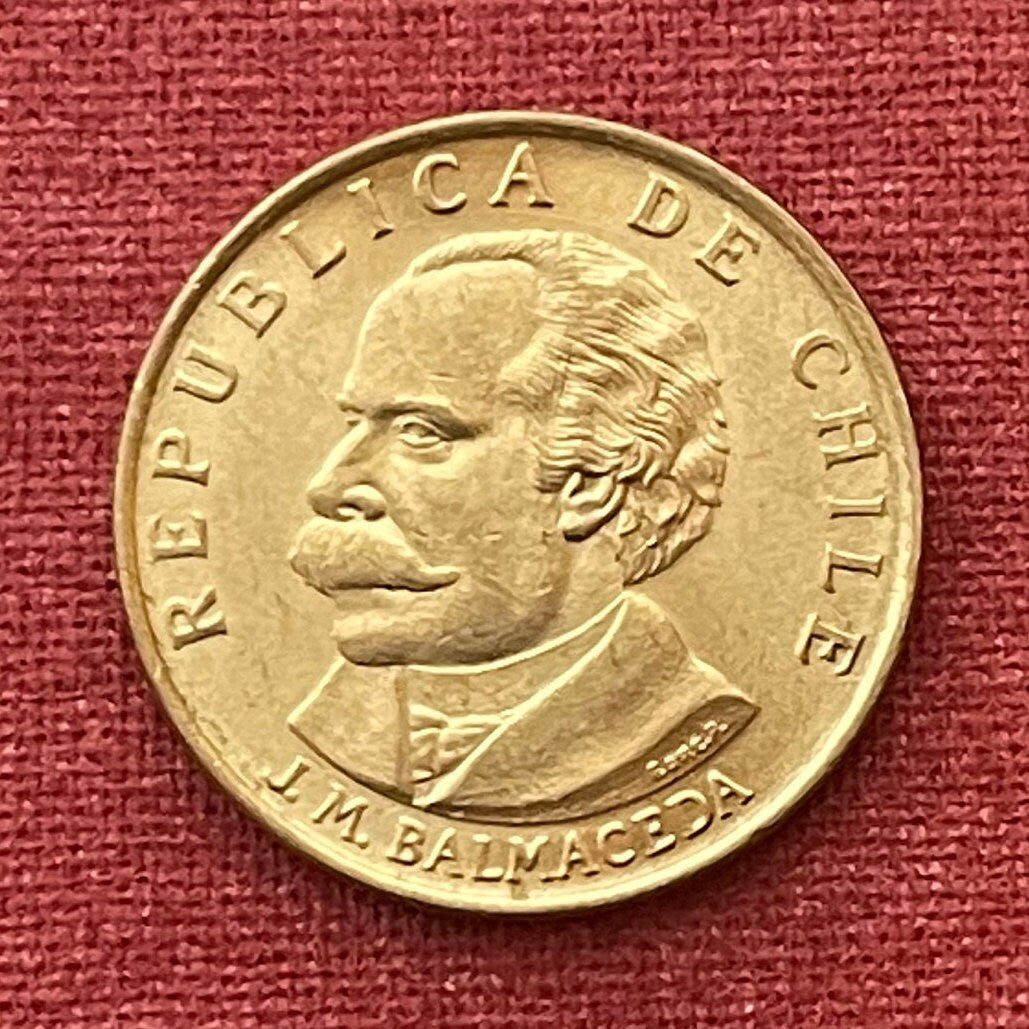 President José Manuel Balmaceda & Condor and Deer 20 Centésimos Chile Authentic Coin Money for Jewelry (By Right or Might) (Suicide)