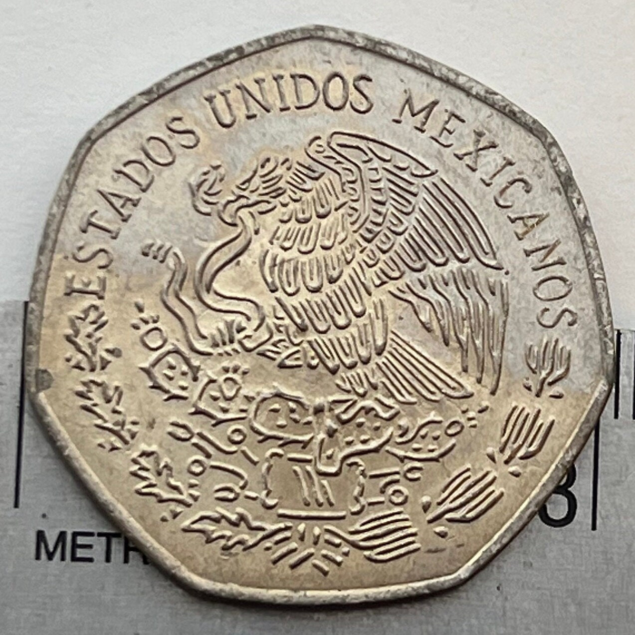 Don Miguel Hidalgo & Eagle with Snake 20 Centavos Mexico Authentic Coin Money for Jewelry (Cry of Dolores) (7-Sided) (Father of the Nation)