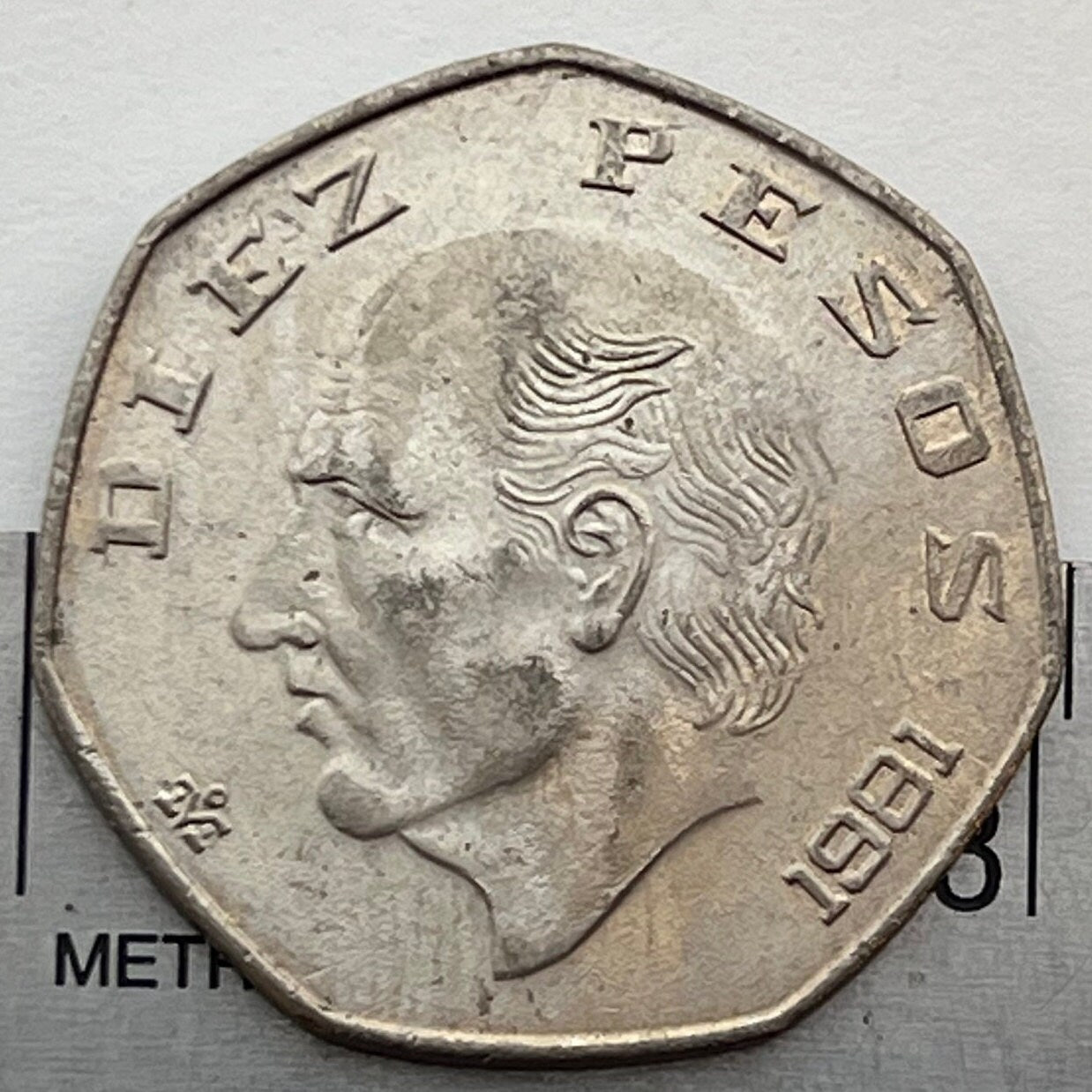 Don Miguel Hidalgo & Eagle with Snake 20 Centavos Mexico Authentic Coin Money for Jewelry (Cry of Dolores) (7-Sided) (Father of the Nation)