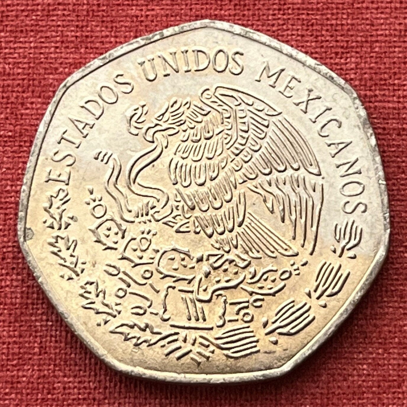 Don Miguel Hidalgo & Eagle with Snake 20 Centavos Mexico Authentic Coin Money for Jewelry (Cry of Dolores) (7-Sided) (Father of the Nation)
