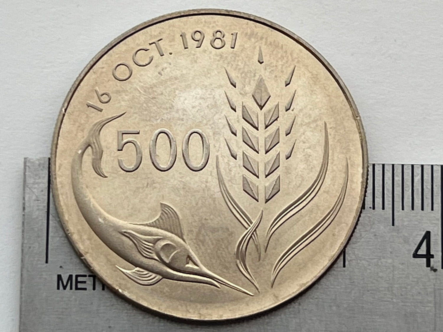 Swordfish & Dove with Olive Twig 500 Mils Cyprus Authentic Coin Money for Jewelry and Craft Making
