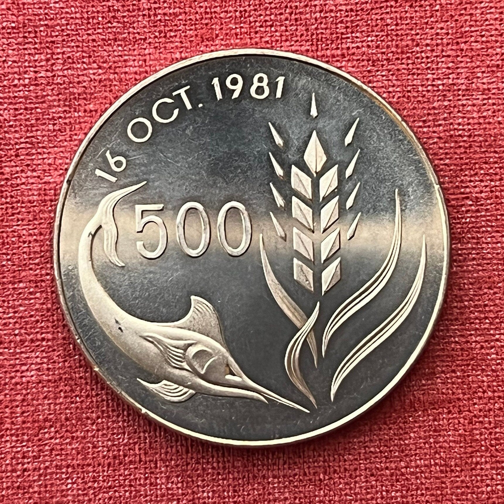 Swordfish & Dove with Olive Twig 500 Mils Cyprus Authentic Coin Money for Jewelry and Craft Making