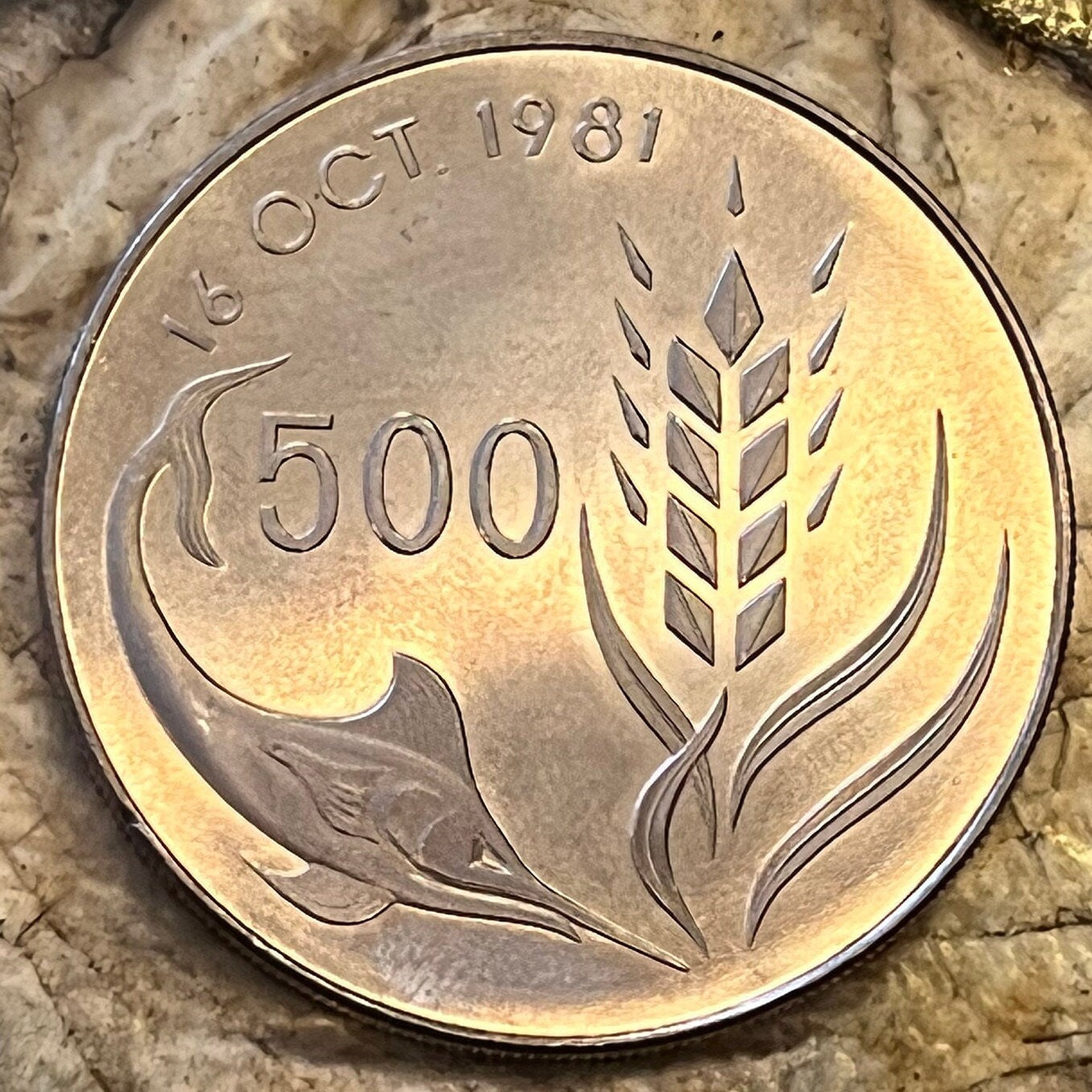 Swordfish & Dove with Olive Twig 500 Mils Cyprus Authentic Coin Money for Jewelry and Craft Making