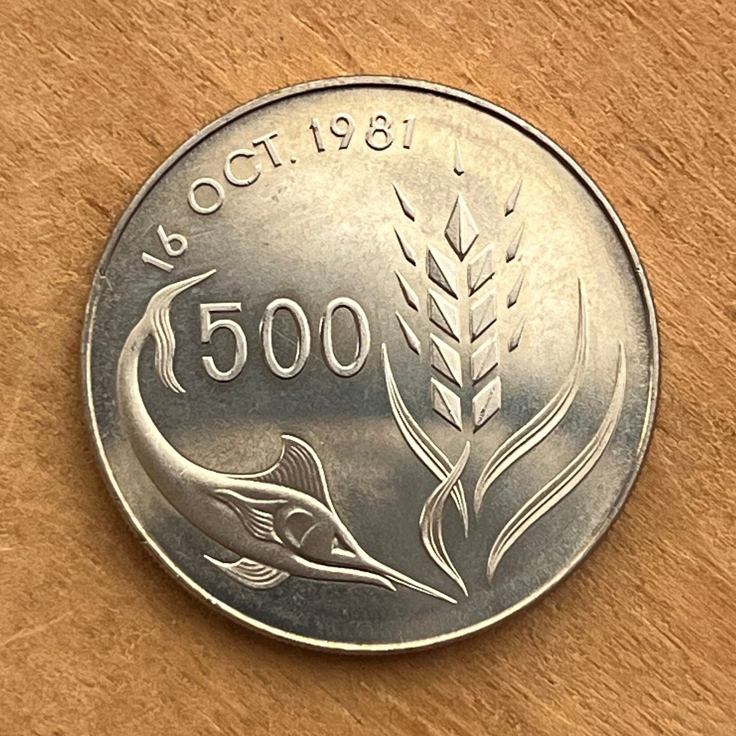 Swordfish & Dove with Olive Twig 500 Mils Cyprus Authentic Coin Money for Jewelry and Craft Making