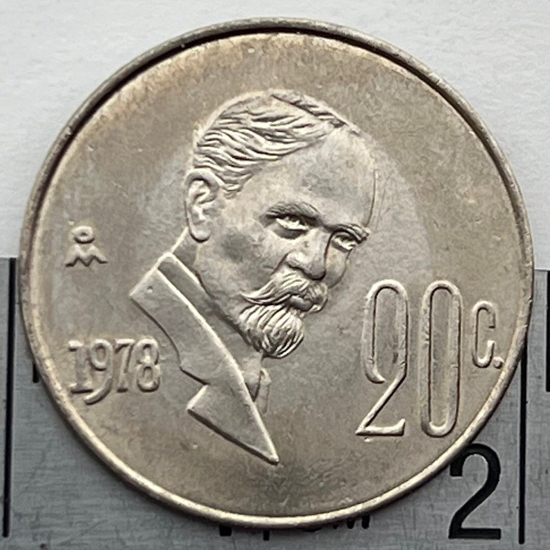 President Francisco Madero & Eagle with Snake 20 Centavos Mexico Authentic Coin Money for Jewelry and Craft Making