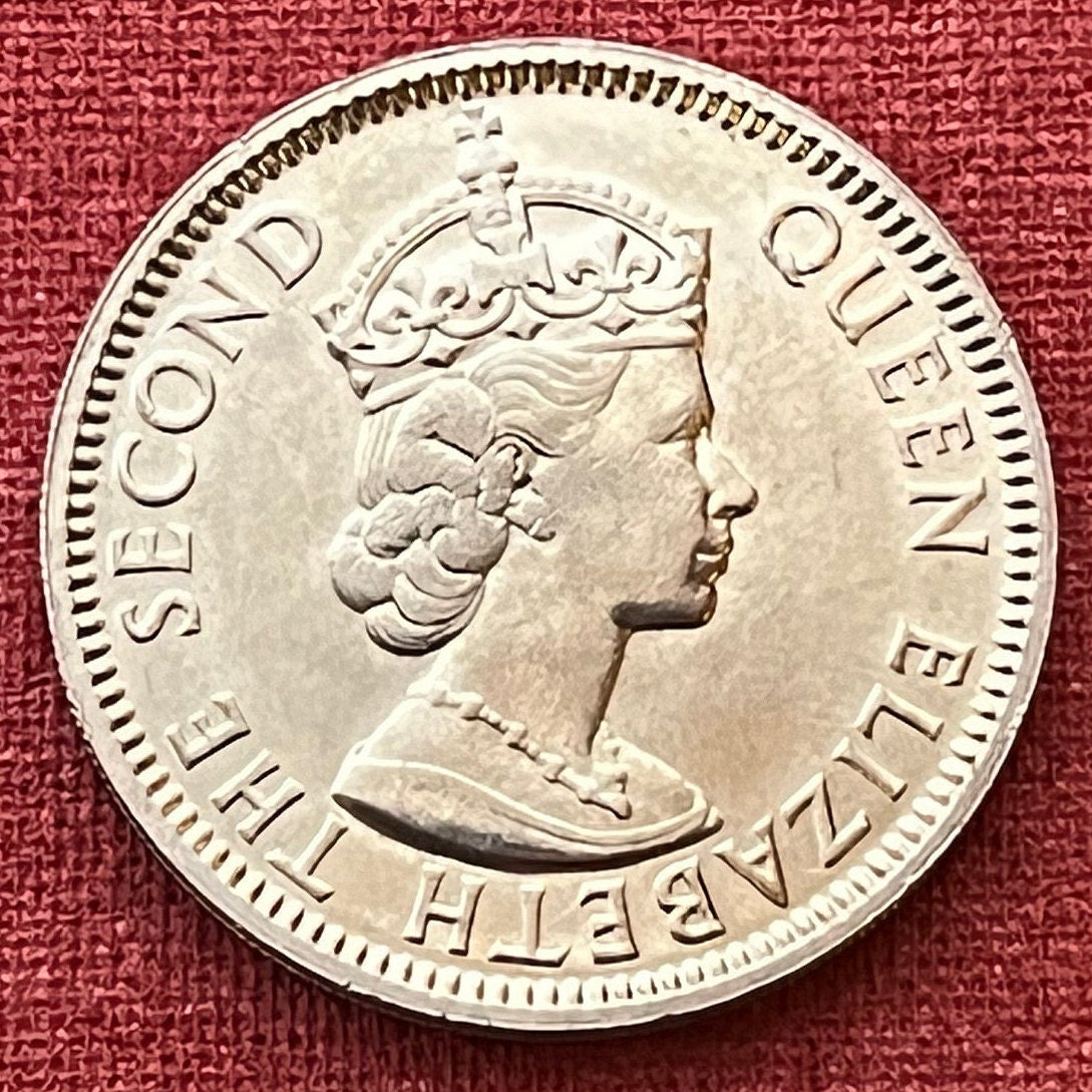 Swamp Deer Half Rupee Mauritius Authentic Coin Money for Jewelry and Craft Making (Barasingha Stag) (Tudor Crown) 1965
