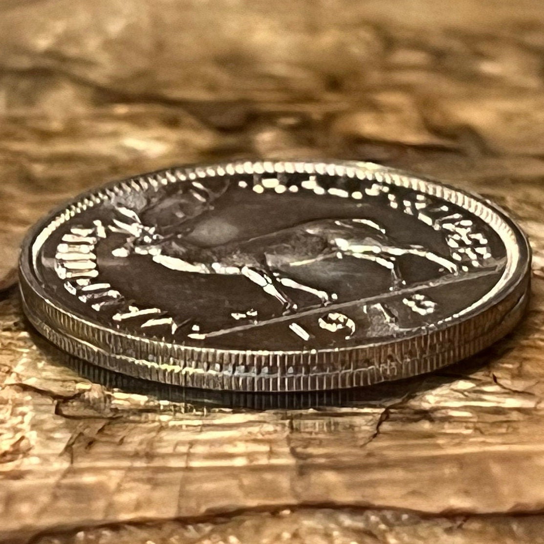 Swamp Deer Half Rupee Mauritius Authentic Coin Money for Jewelry and Craft Making (Barasingha Stag) (Tudor Crown) 1965