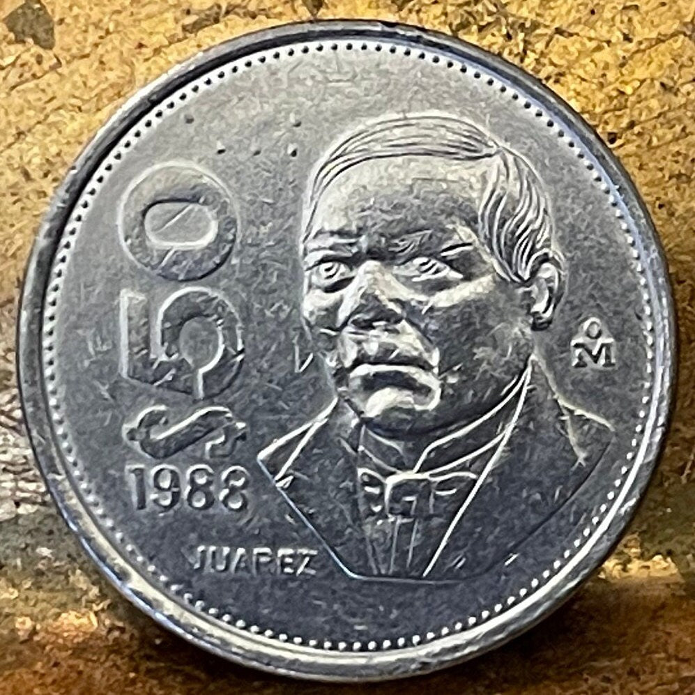 President Benito Juárez & Eagle with Snake 50 Pesos Mexico Authentic Coin Money for Jewelry and Craft Making