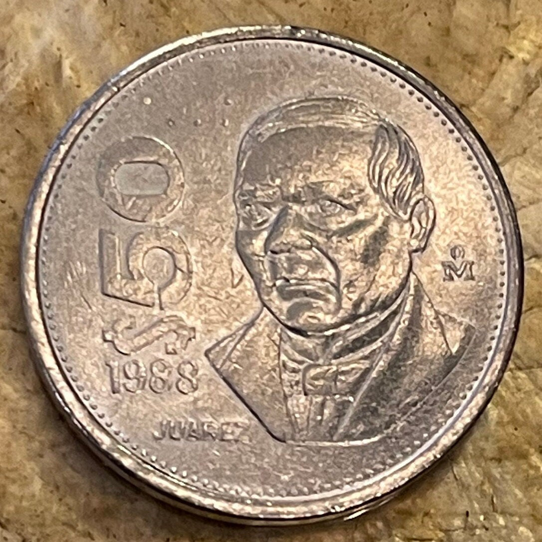 President Benito Juárez & Eagle with Snake 50 Pesos Mexico Authentic Coin Money for Jewelry and Craft Making