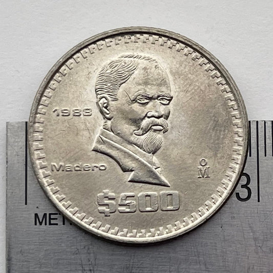 Francisco Madero (LARGE) & Eagle with Snake 500 Pesos Mexico Authentic Coin Money for Jewelry and Craft Making (President of Mexico)
