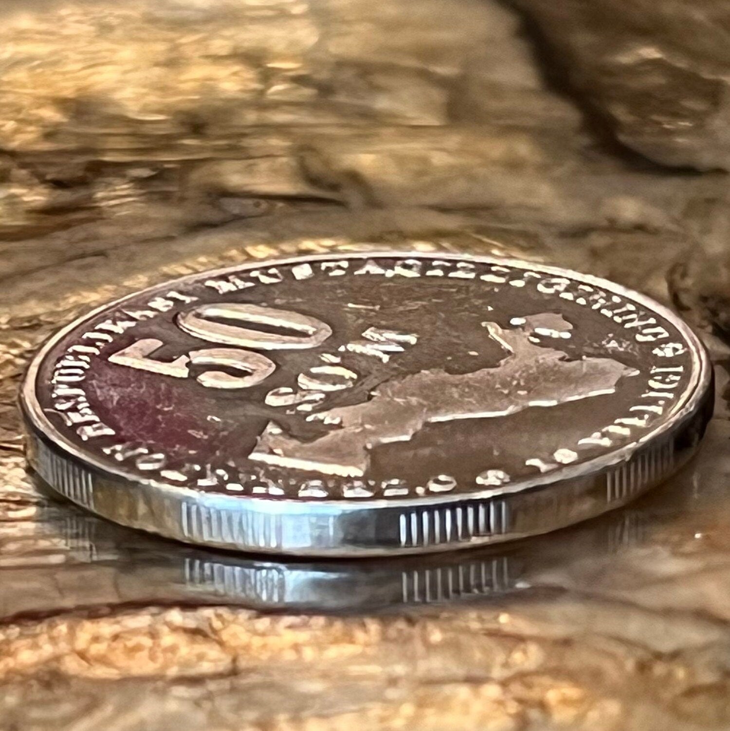 Huma Bird of Paradise & Map 50 So'm Uzbekistan Authentic Coin Money for Jewelry and Collage (2001) (Independence)