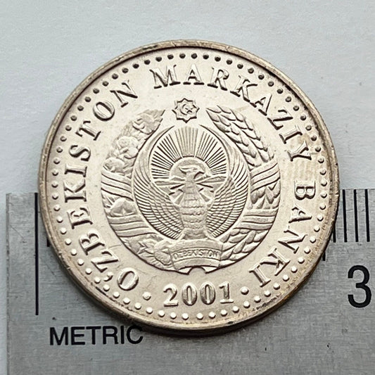 Huma Bird of Paradise & Map 50 So'm Uzbekistan Authentic Coin Money for Jewelry and Collage (2001) (Independence)