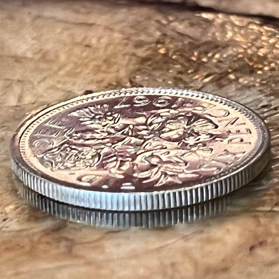 Lucky Wedding Sixpence; Rose, Thistle, Shamrock and Leek 6 Pence Great Britain Authentic Coin Money for Jewelry and Craft Making (Fortune)