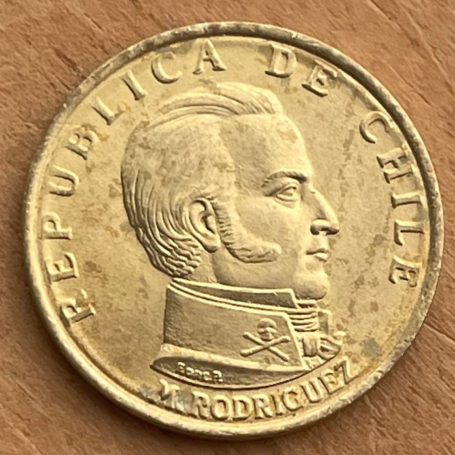 Hussar of Death Manuel Javier Rodríguez & Condor and Deer 50 Centésimos Chile Authentic Coin Money for Jewelry (By Right or Might) (1971)