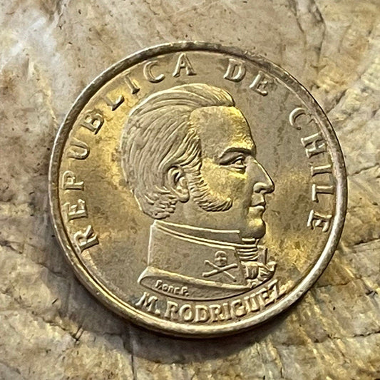 Hussar of Death Manuel Javier Rodríguez & Condor and Deer 50 Centésimos Chile Authentic Coin Money for Jewelry (By Right or Might) (1971)