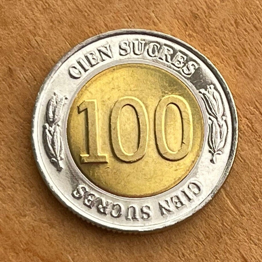 Grand Marshal Antonio José de Sucre 100 Sucres Ecuador Authentic Coin Money for Jewelry (1997) (Bimetallic) (President of Peru and Bolivia)