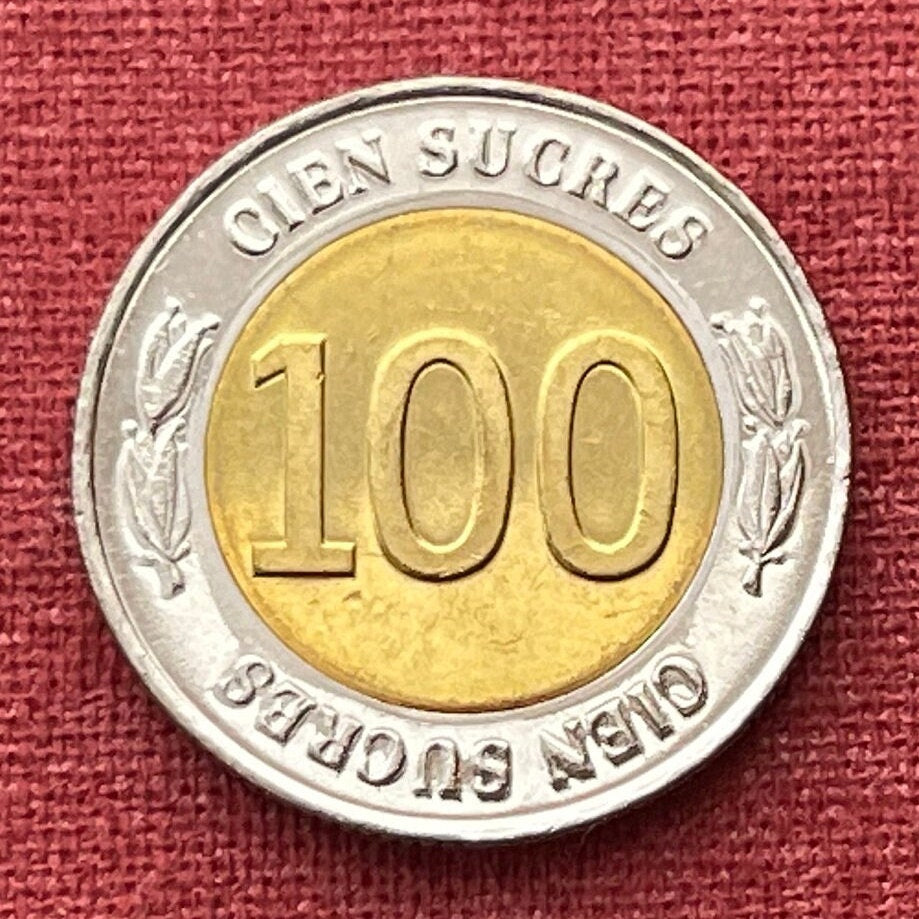 Grand Marshal Antonio José de Sucre 100 Sucres Ecuador Authentic Coin Money for Jewelry (1997) (Bimetallic) (President of Peru and Bolivia)