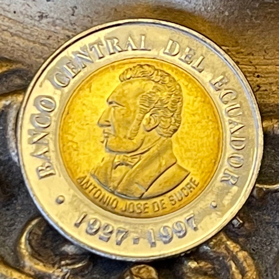 Grand Marshal Antonio José de Sucre 100 Sucres Ecuador Authentic Coin Money for Jewelry (1997) (Bimetallic) (President of Peru and Bolivia)