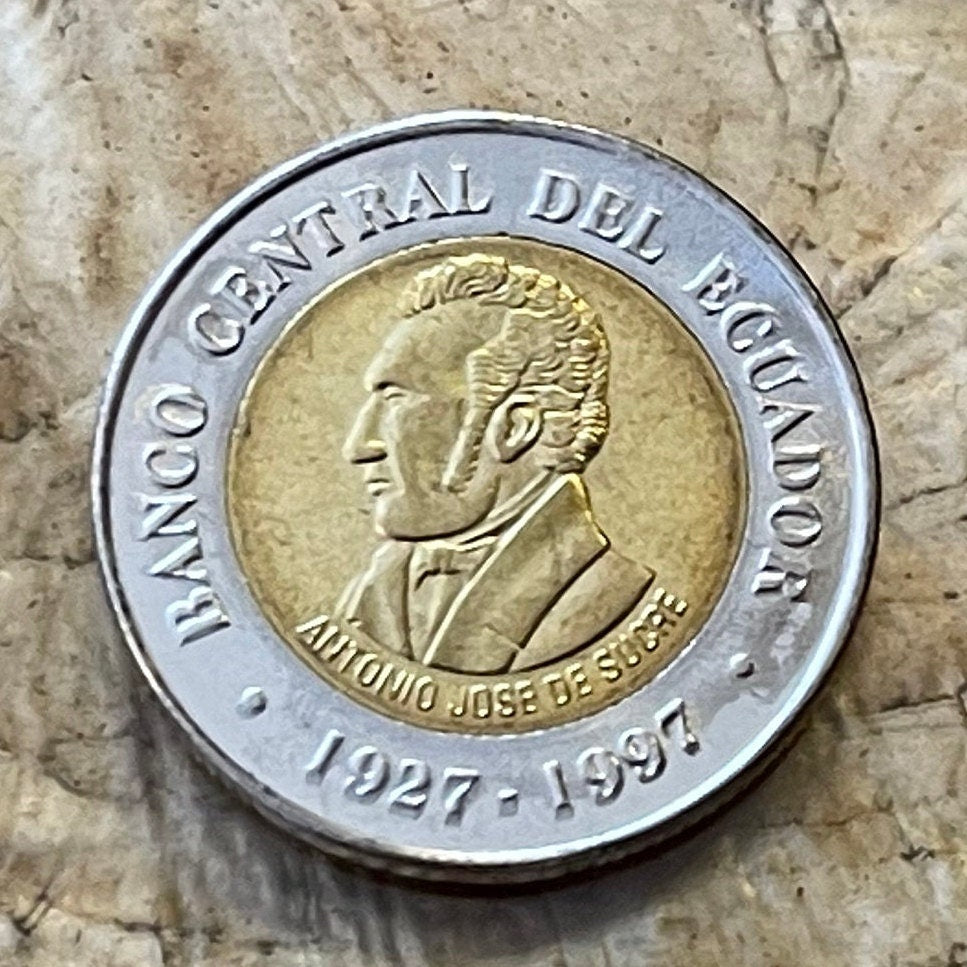 Grand Marshal Antonio José de Sucre 100 Sucres Ecuador Authentic Coin Money for Jewelry (1997) (Bimetallic) (President of Peru and Bolivia)