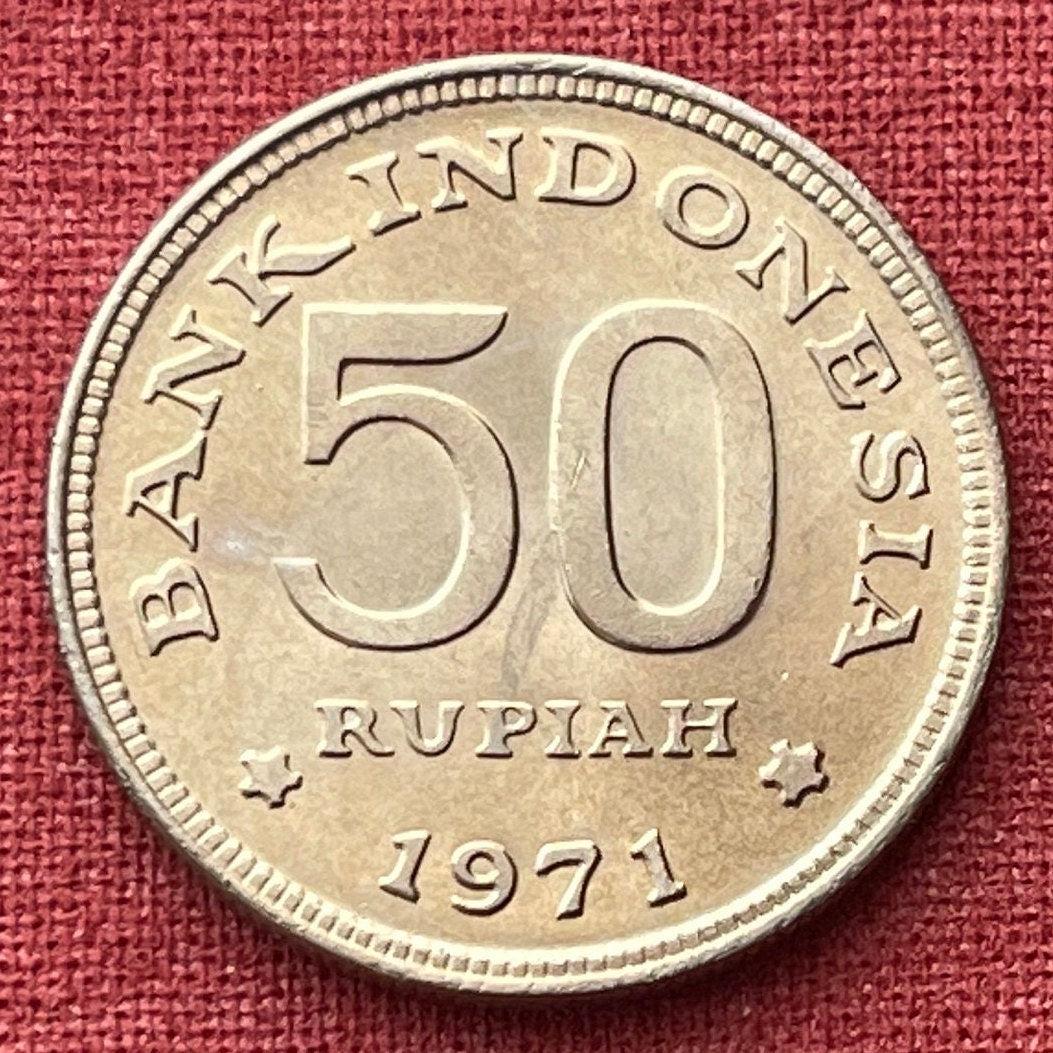 Greater Bird of Paradise 50 Rupiah Indonesia Authentic Coin Money for Jewelry and Craft Making (1971)