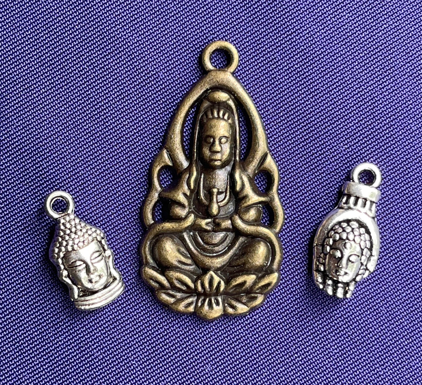 Buddhism Charm Set - Buddha, Quan Yin – choose one or all 3–premium charms, pendants for jewelry, necklace, bracelet