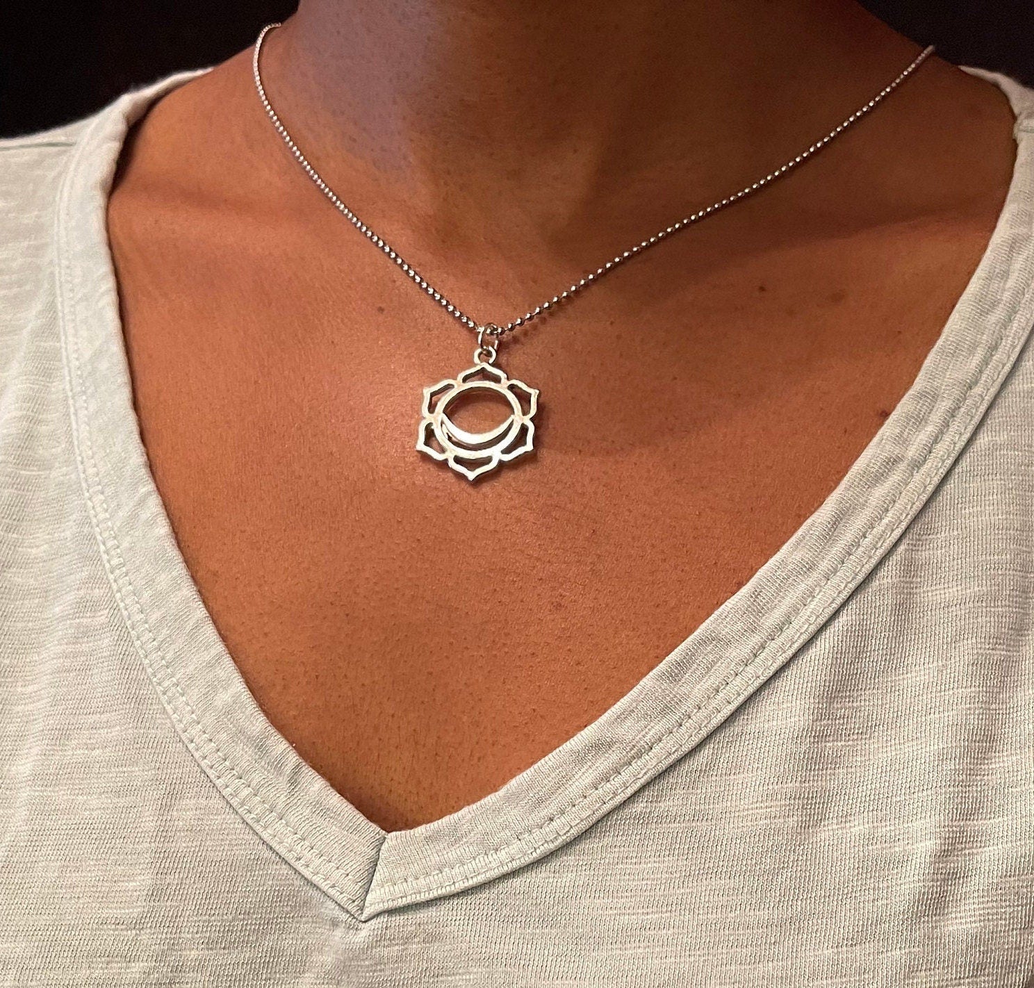 Chakra Charm, Pendant, Set, Ball Chain Necklace – gold-plated, silver-plated – crown, third eye, throat, heart, solar plexus, sacrum, root
