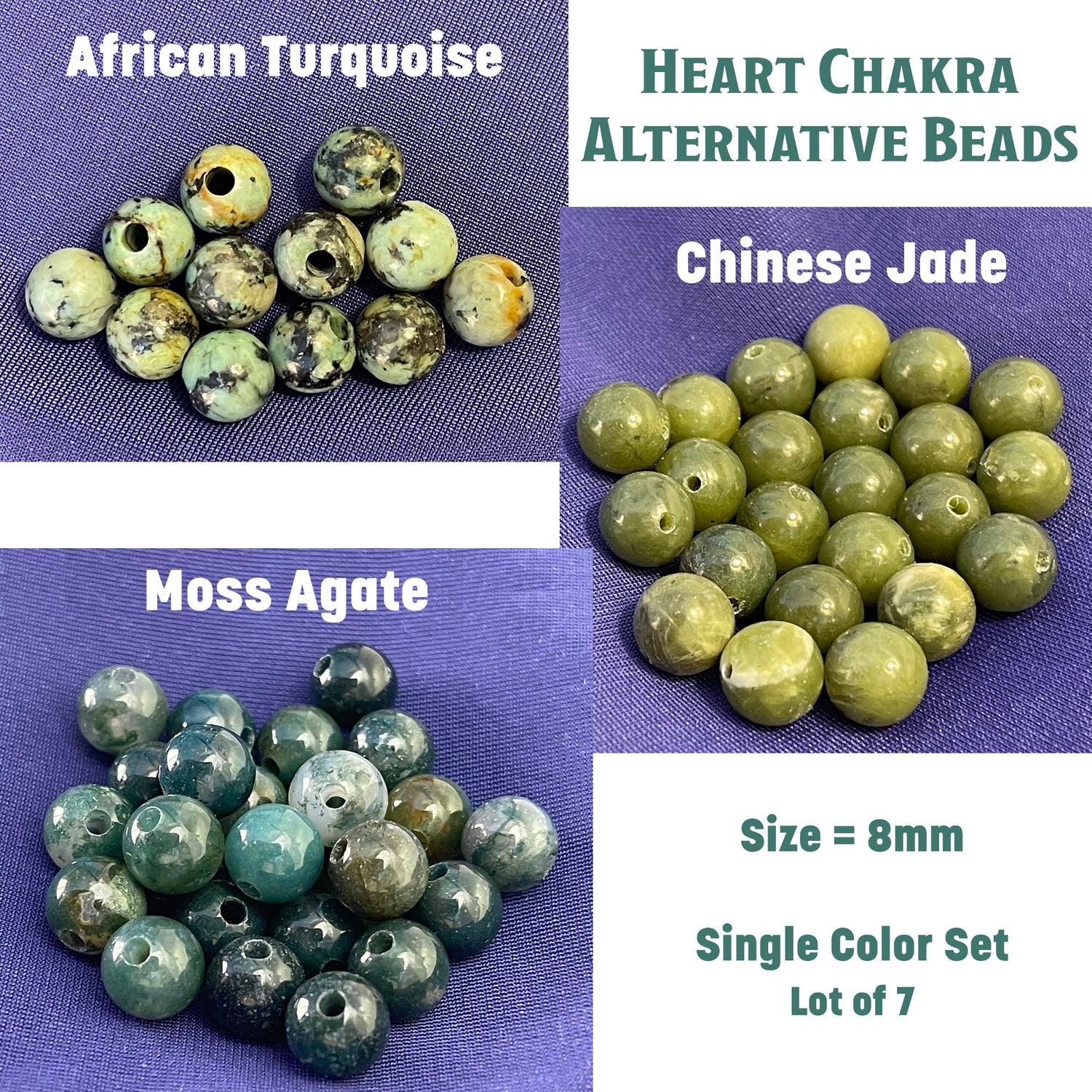 Chakra Bead Sets, Strands; Mala Beads-amethyst,lapis lazuli,sodalite,aventurine,tiger eye,red jasper,carnelian,african turquoise,jade,agate