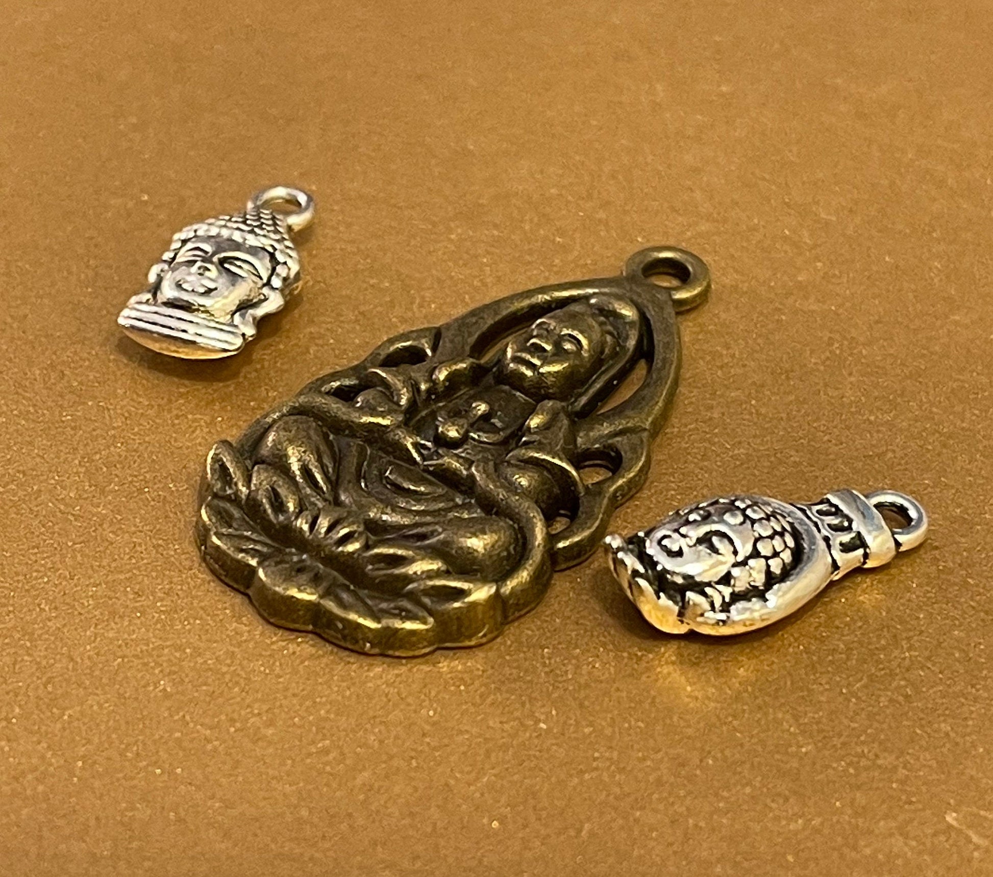 Buddhism Charm Set - Buddha, Quan Yin – choose one or all 3–premium charms, pendants for jewelry, necklace, bracelet